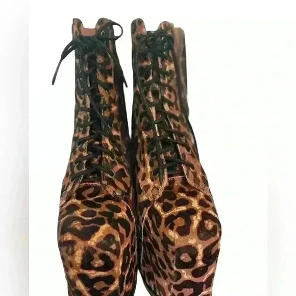 Jeffrey Campbell Womens Tan Leopard Print Lace-Up Platform Boots Size 7M - Picture 13 of 14
